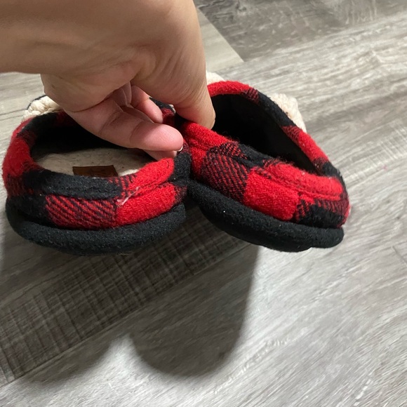 Dearfoams Kids Buffalo Check Lil Bear Clop Slippers Size 13/1 - Picture 3 of 5